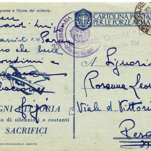 1942 Cartolina delle Forze Armate - da Gigi a Rosanna