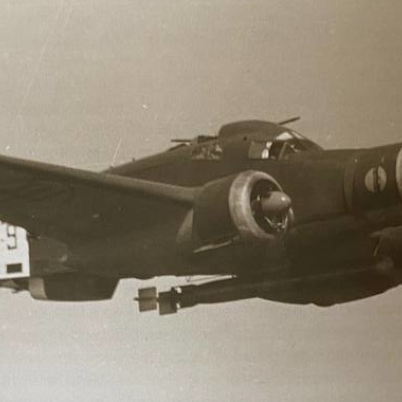 Istantanea di un S.M.79-silurante con l'arma ben in evidenza