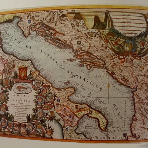 Golfo di Venezia e mare Adriatico in una antica proiezione geografica