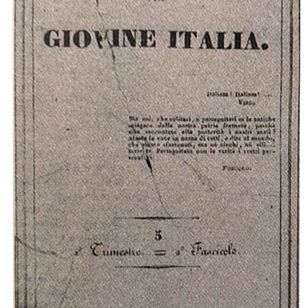 Frontespizio del fascicolo, "La Giovane Italia", stampato a Marsiglia nel 1833