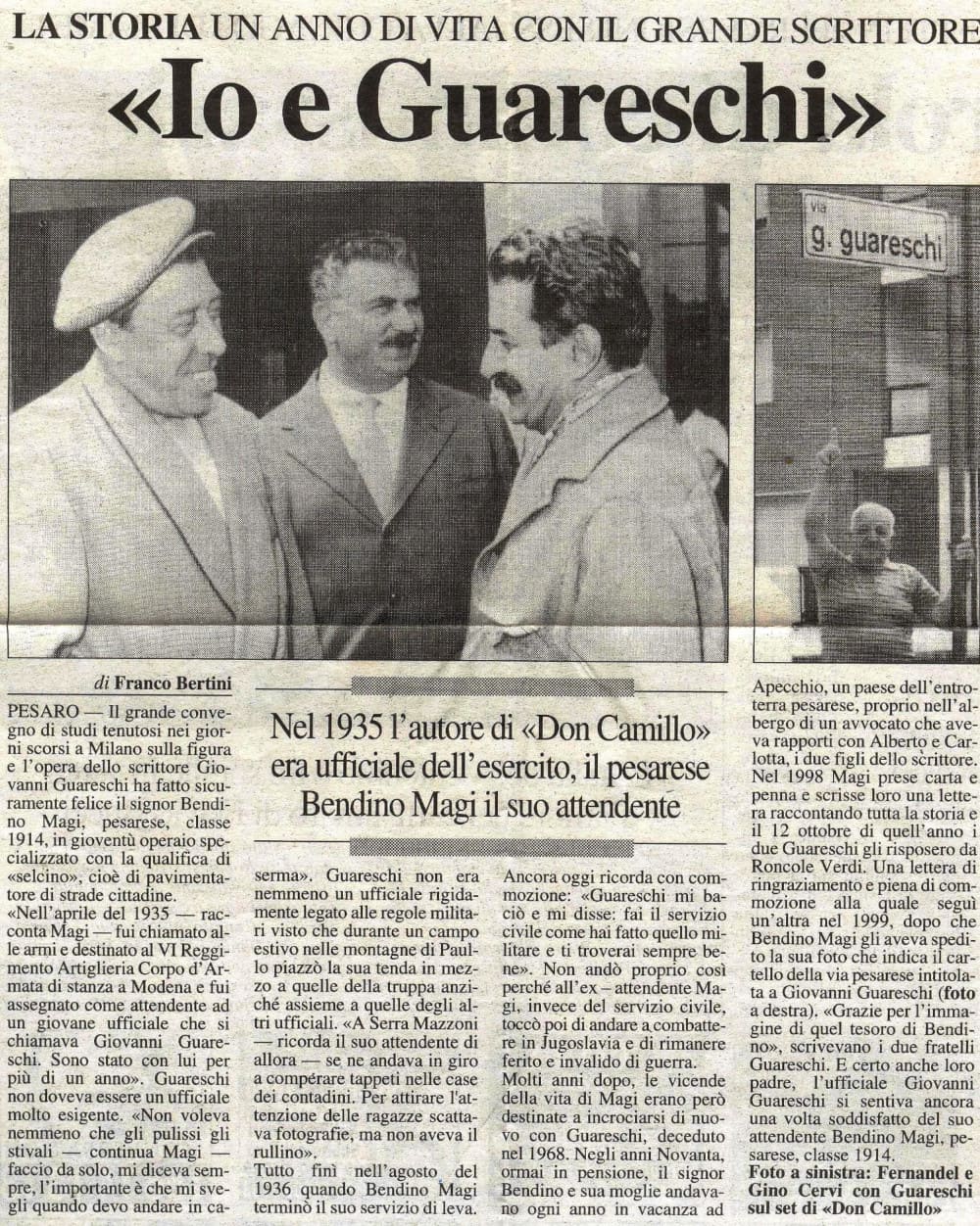 Articolo - Un anno di vita con il grande scrittore (Io e Guareschi) (25-03-2000) Il Resto del Carlino