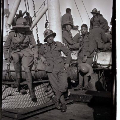 A bordo del Calabria. Carlo è il primo a sinistra