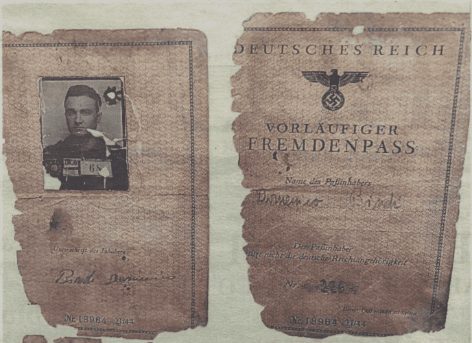 Bindi Domenico - Passaporto rilasciato da Deutsches Reich per accesso ai campi di concentramento