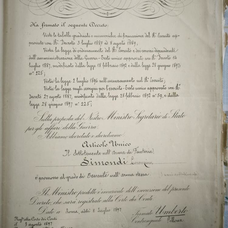 1897-07-0 Promozione al grado di Tenente