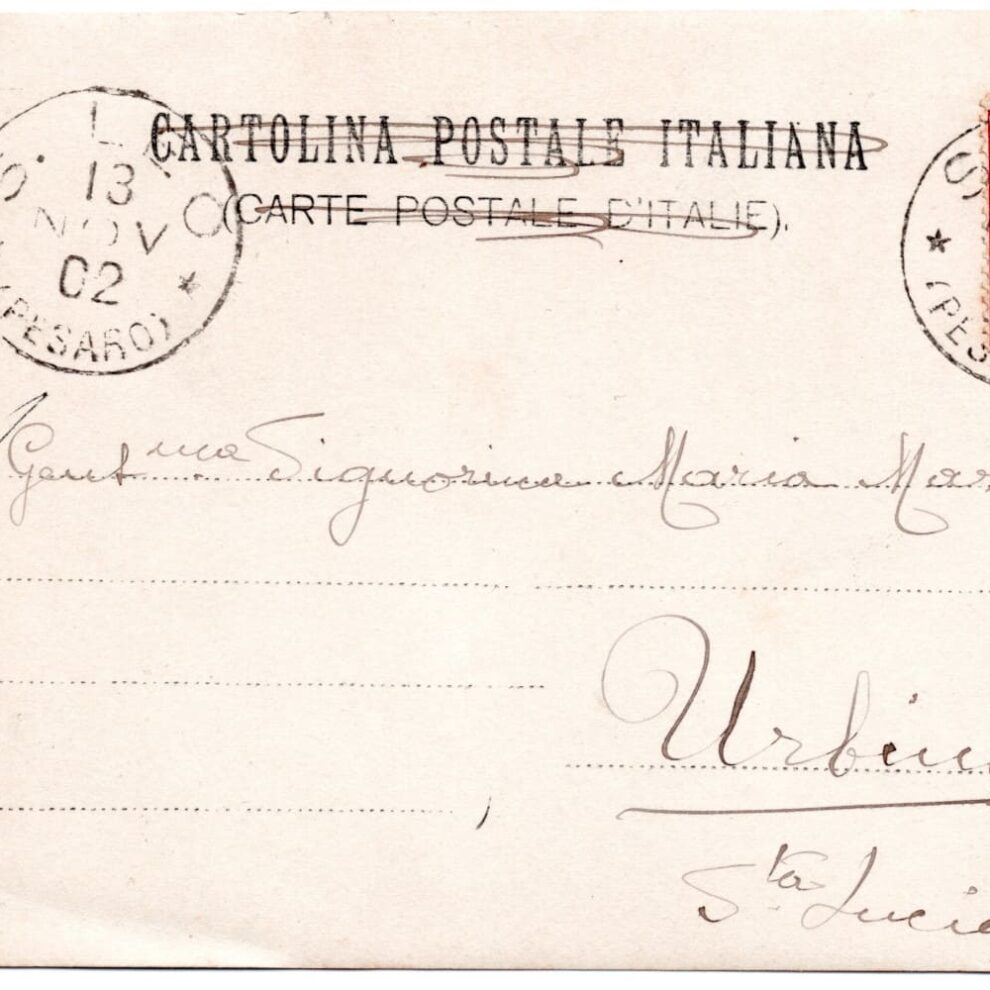 1902-11-13 Caserma Berengario - Saluti da San Leo (retro)