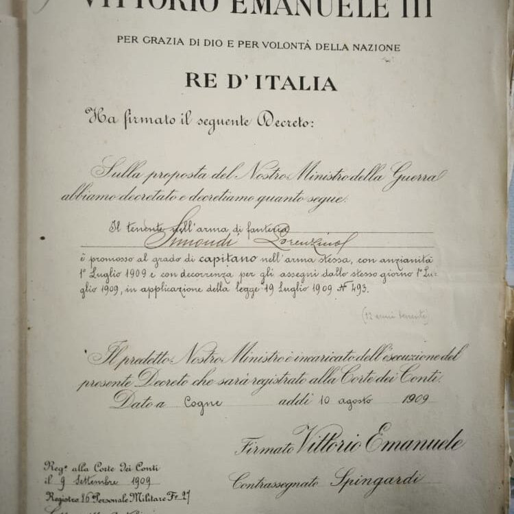 1909-07-01 Promozione al grado di Capitano