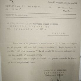 1930-05-29 Promozione al grado di Tenente Colonnello con anzianità
